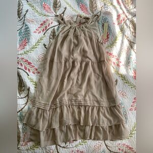 Tan Ruffle Halter Dress